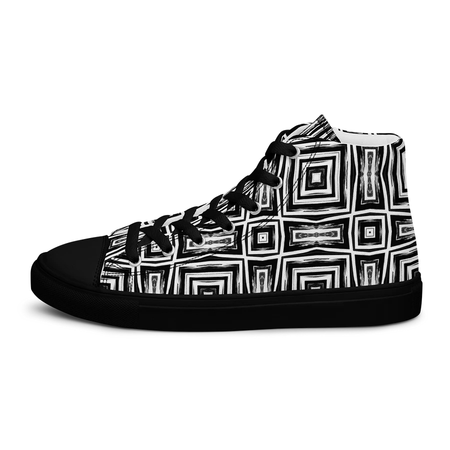 Abstract Monochrome Repeating Pattern Men's Canvas Shoe High Tops product image (5)