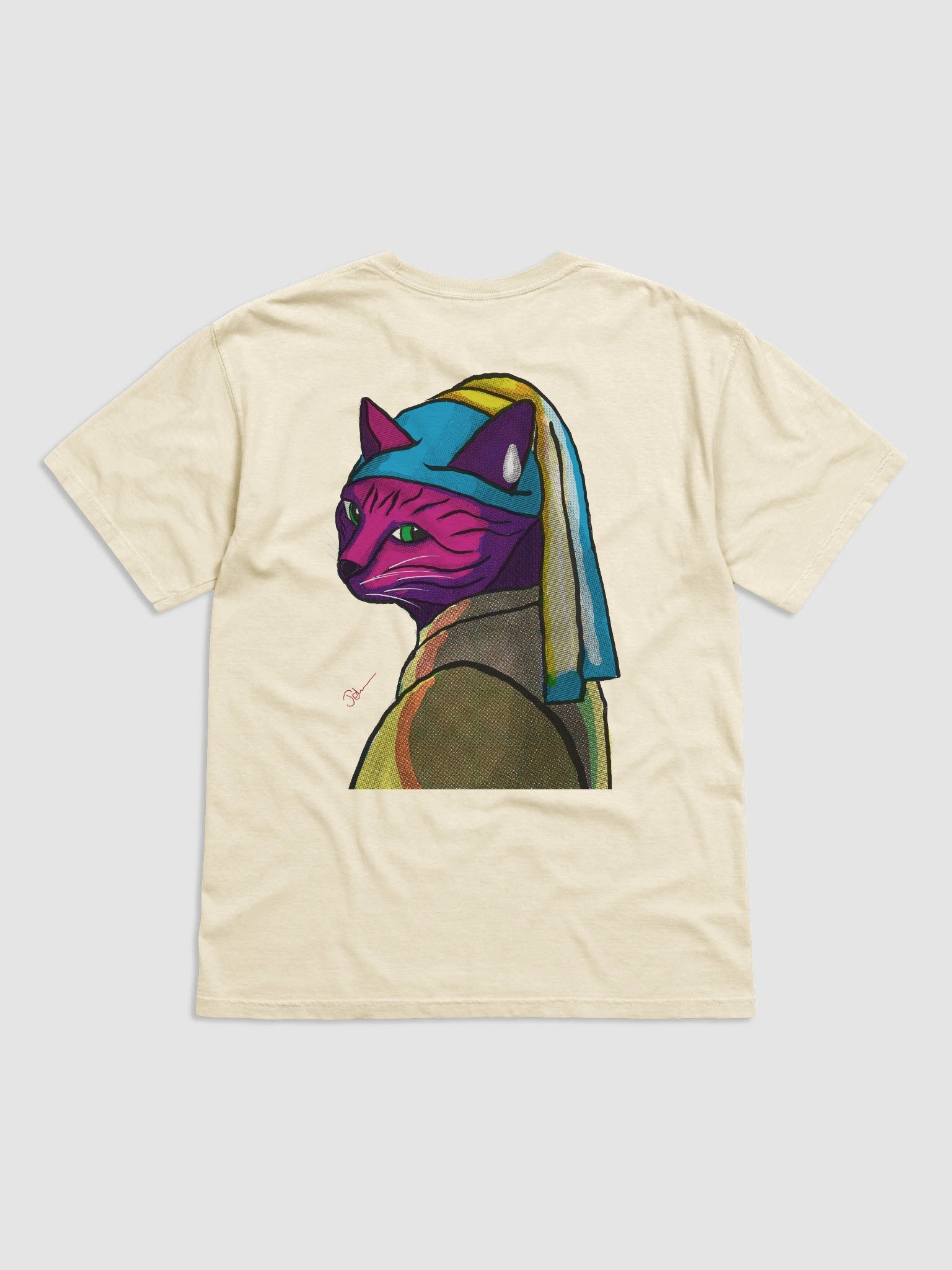 Cat with a Pearl Earring Back Print product image (1)