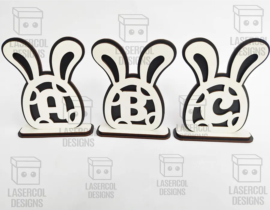 Easter Bunny Monogram Set 4 (3 Sizes) - Laser Cut Files product image (7)