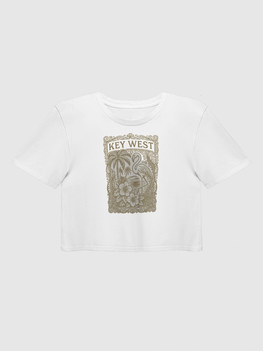 Key West Tropical Ladies Crop Top with Flamingo and Hibiscus product image (1)