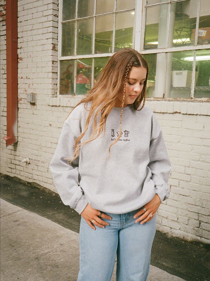 LETS HAVE COFFEE SWEATER (GREY + BLACK) product image (2)