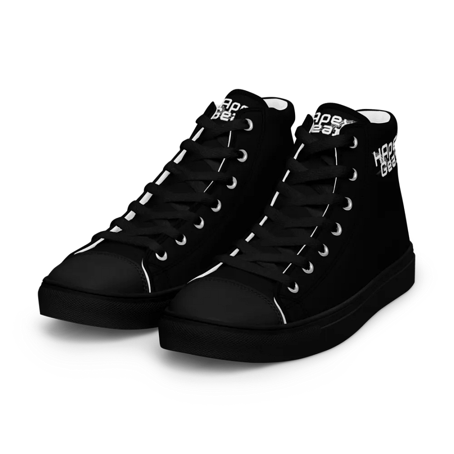 White HApex Gear White Logo Cancer Awareness Orange Ribbon. Black Men's High Top Canvas Shoes product image (7)