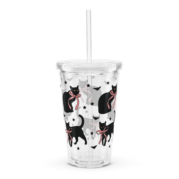 Coquette Black Cat Double Wall Clear Plastic Tumbler (16 oz) product image (2)