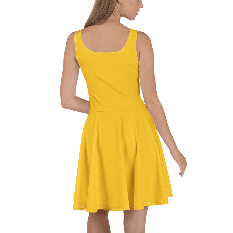 Mustard Yellow Solid Color Retro Inspired Fit and Flare Skater Dress product image (4)