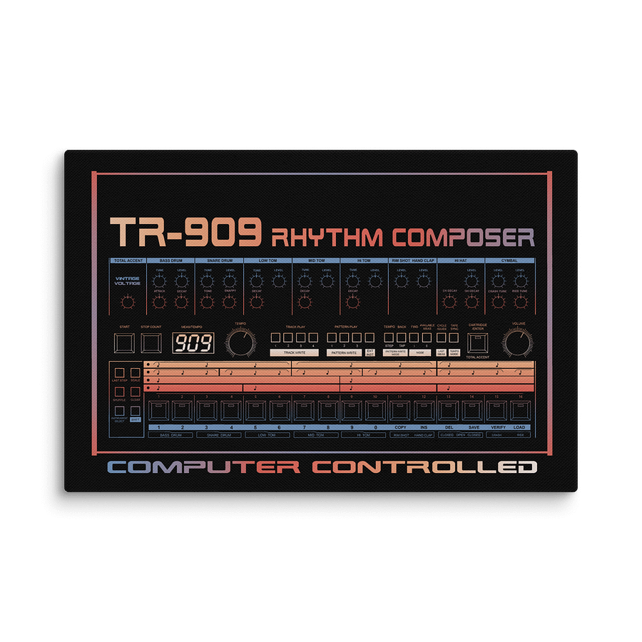 TR-909 - Canvas Artwork (Roland 909 Rhythm Composer Drum Machine) by Vintage Voltage product image (6)