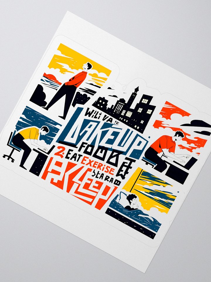 City Life Balance Poster | Wake, Work, Rest Art Sticker product image (6)