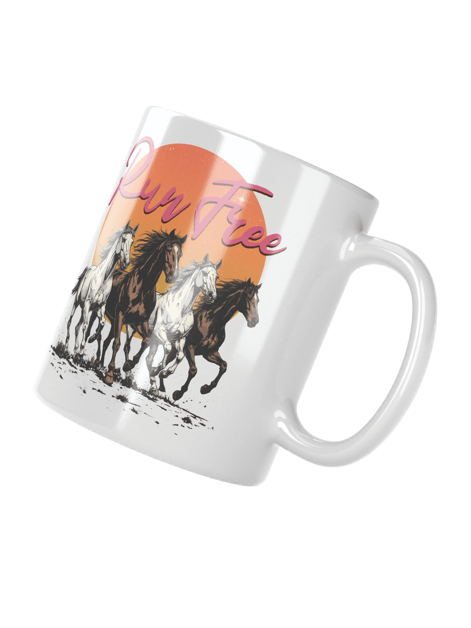 The "Run Free" Retro Horses Mug product image (4)