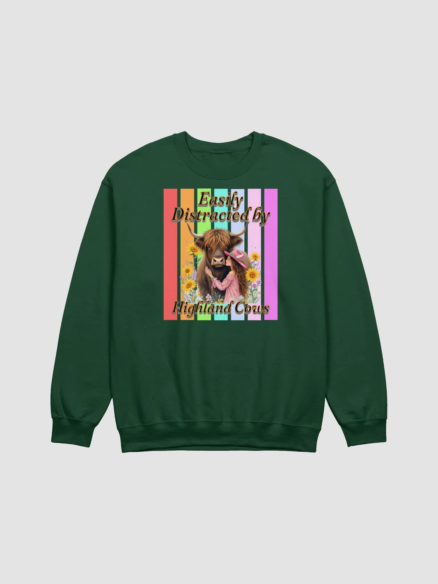 Easily Distracted By Highland Cow Embrace Crewneck Sweatshirt product image (3)