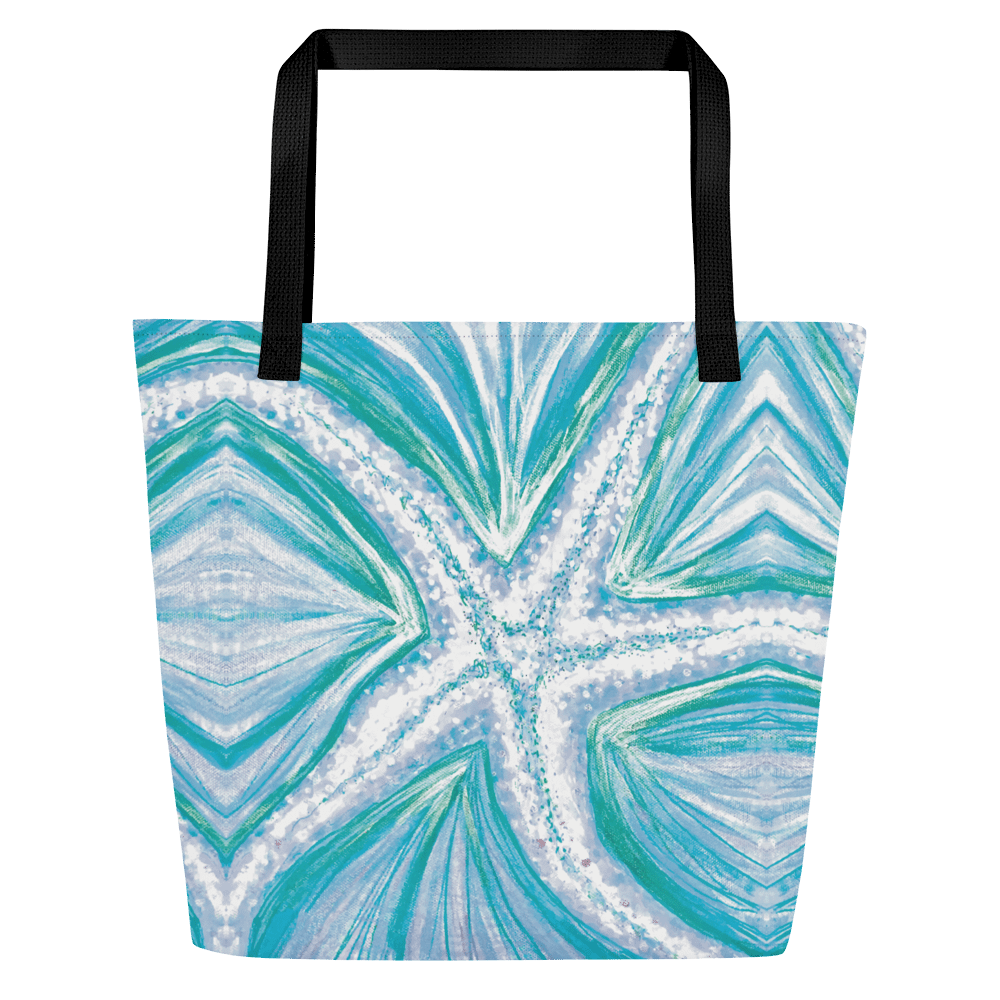 Bright Cyan Starfish Tote Bag | Ocean Pop on Crisp White | by Monique Faella Designs™ product image (3)