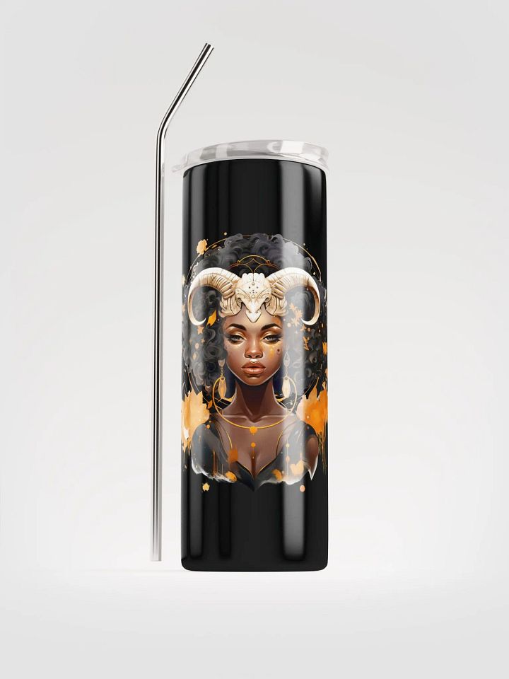 Elevate Your Sips with Aries Woman Illustrated Zodiac Stainless Steel Tumbler! ♈ product image (1)