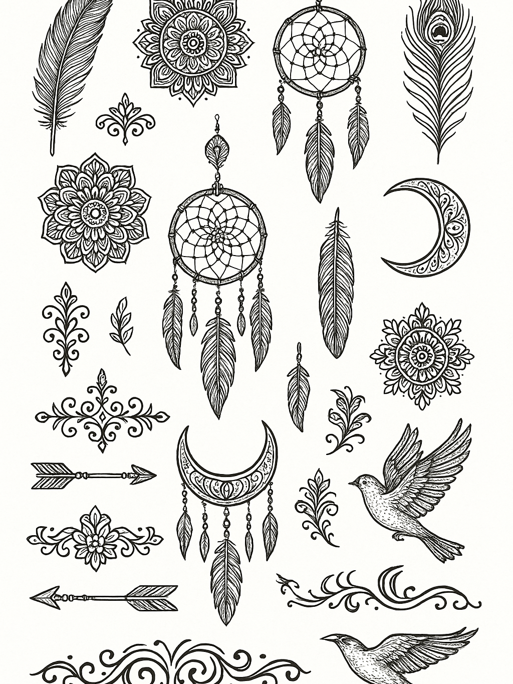 Boho Art Elements Bundle | Bohemian Clipart Set Neutral Abstract Shapes, Lines Motifs, Digital Design Graphics for DIY, Logos & Wall Art product image (9)