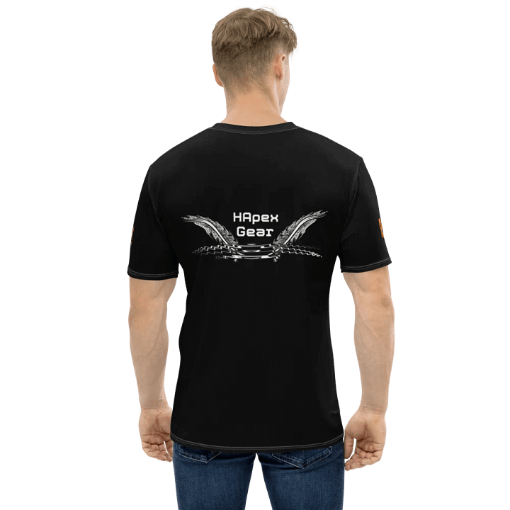 White HApex Gear White Logo Cancer Awareness Orange Ribbon. Black Crew Neck T-Shirt product image (1)