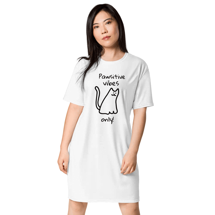'Pawsitive Vibes Only' Kitty T-Shirt Dress product image (1)