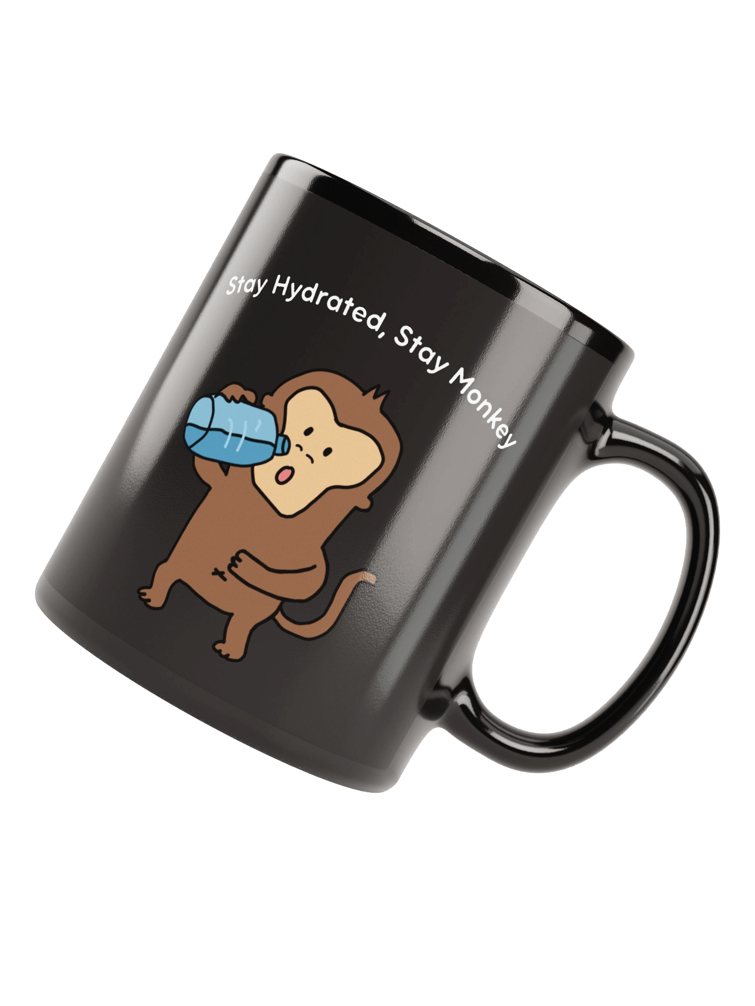 "Stay Hydrated, Stay Monkey" Ceramic Mug (Black) product image (8)