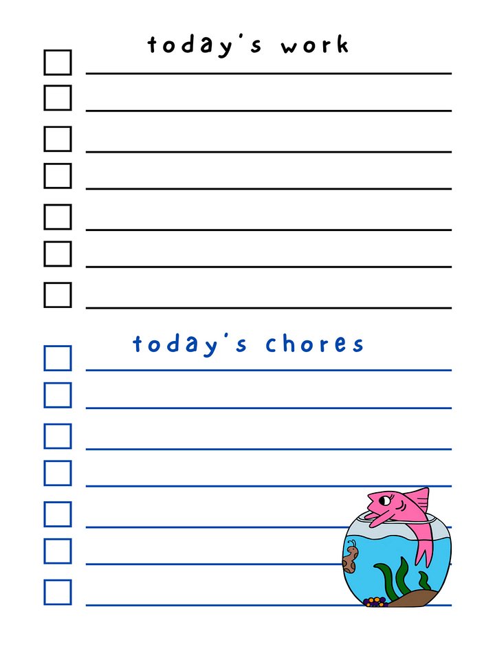 Cute Cartoon Fish in a Bowl Laminated To Do List with Dry Erase Marker product image (2)