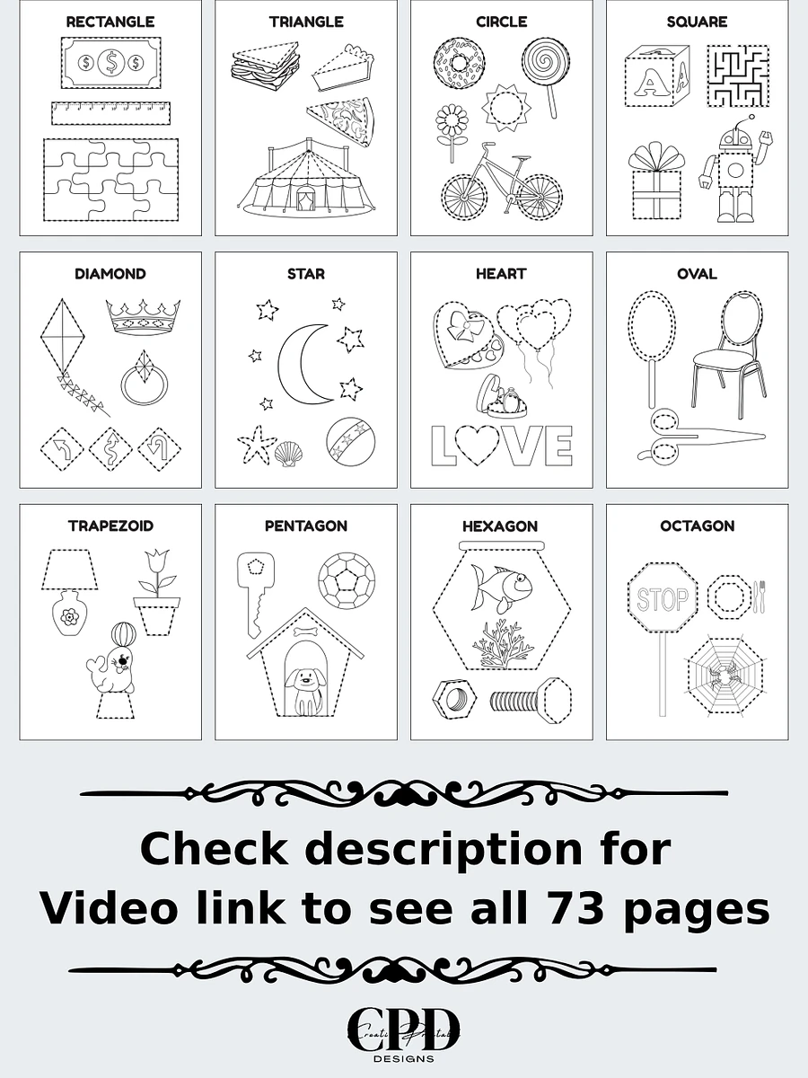 Printable Learn Shapes Tracing and Coloring Pages product image (4)