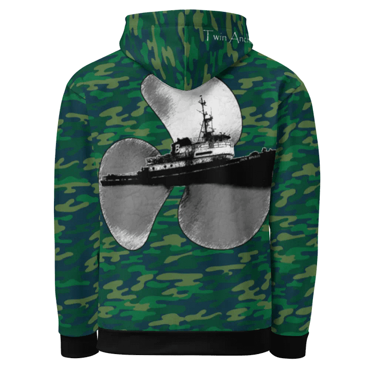 Teal Camouflage Three blade prop & Jack tug Hoodie product image (1)