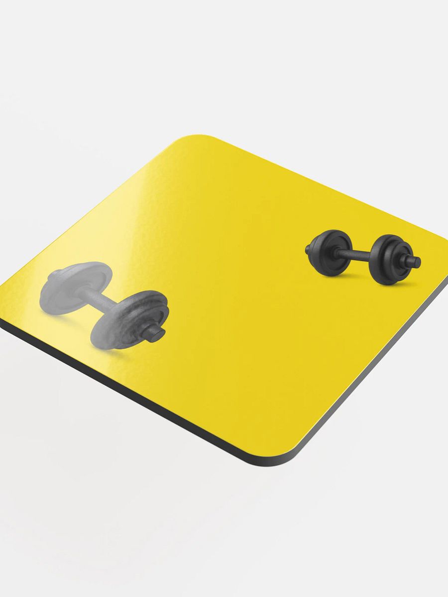 Yellow Black Double Dumbbell Cork Coaster product image (4)