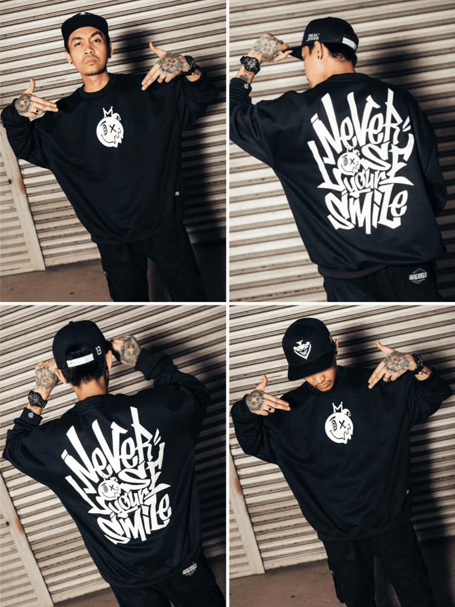 REAL JOKES NLYS (Never Lose Your Smile) Oversized Sweatshirt - Black product image (1)