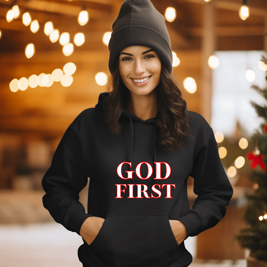 God First Hoodie Red & White product image (1)