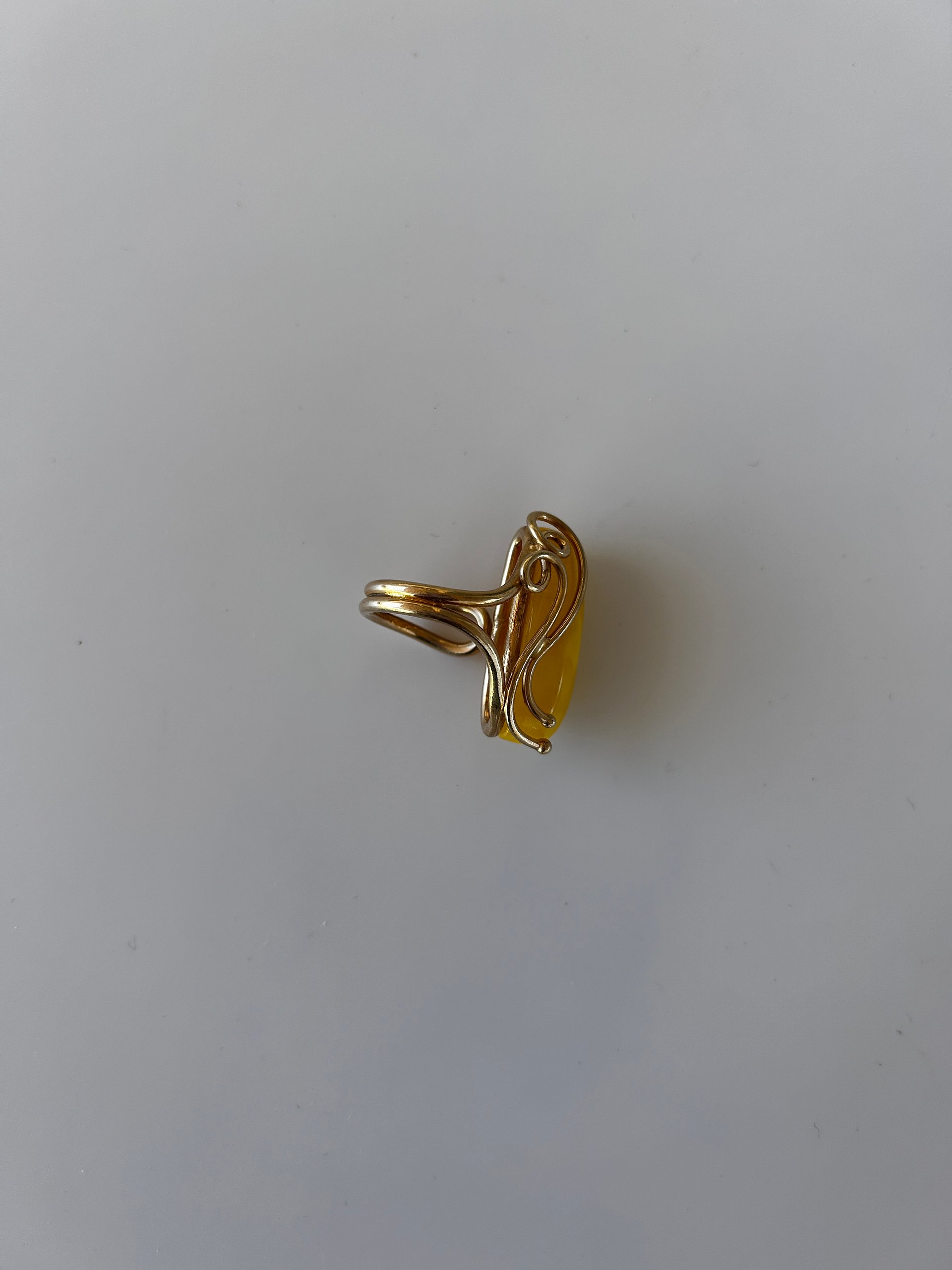 Baltic Egg Yolk Amber 925 Sterling Silver Swirl Design Adjustable Ring product image (4)