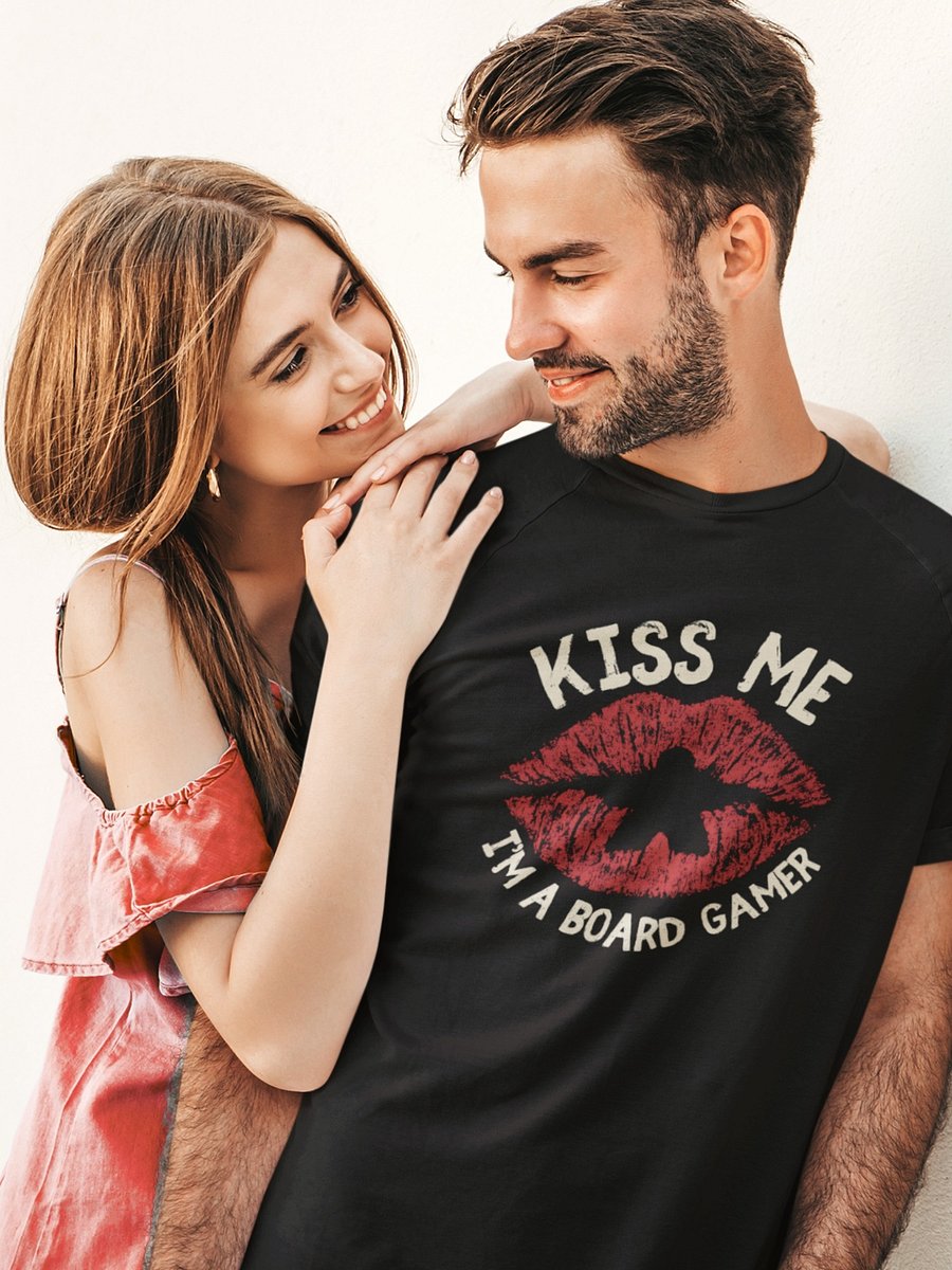 Kiss Me I'm a Board Gamer - Cute Grunge Meeple Lips Board Game Shirt product image (1)