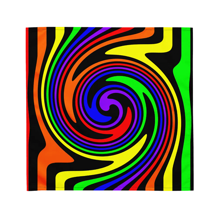 Queer Rainbow Psychedelic Spirals Bandana, Colorful Gay Pride Accessory product image (1)