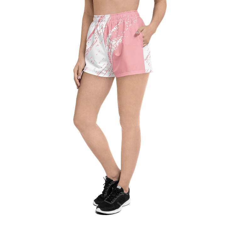 Women's | BRN.2C.C.™ Athletic Shorts | Pink Logo on Pink & White Splash | Sporty Coastal Style | High-Waisted Fit product image (2)