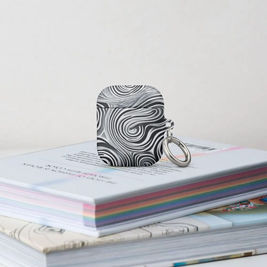 Funky Black and White Noir Liquid Tie-Dye Airpods Case product image (8)
