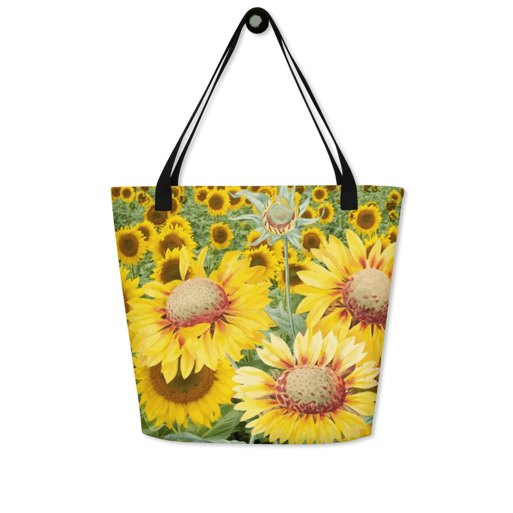 Big printed tote bag with summer yellows in sunflower design product image (4)