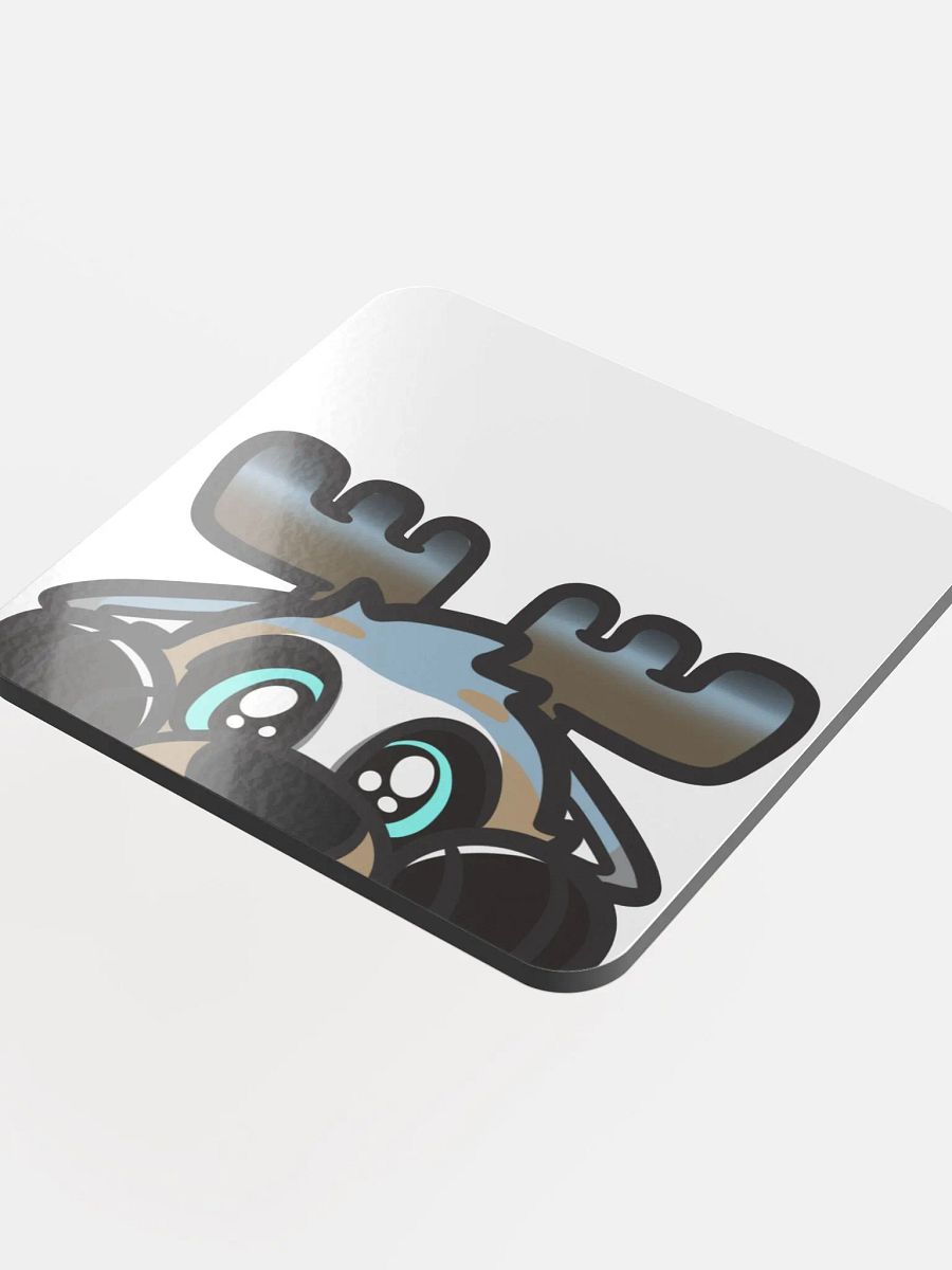White Lurky Gloss-Coated Cork Coaster product image (4)