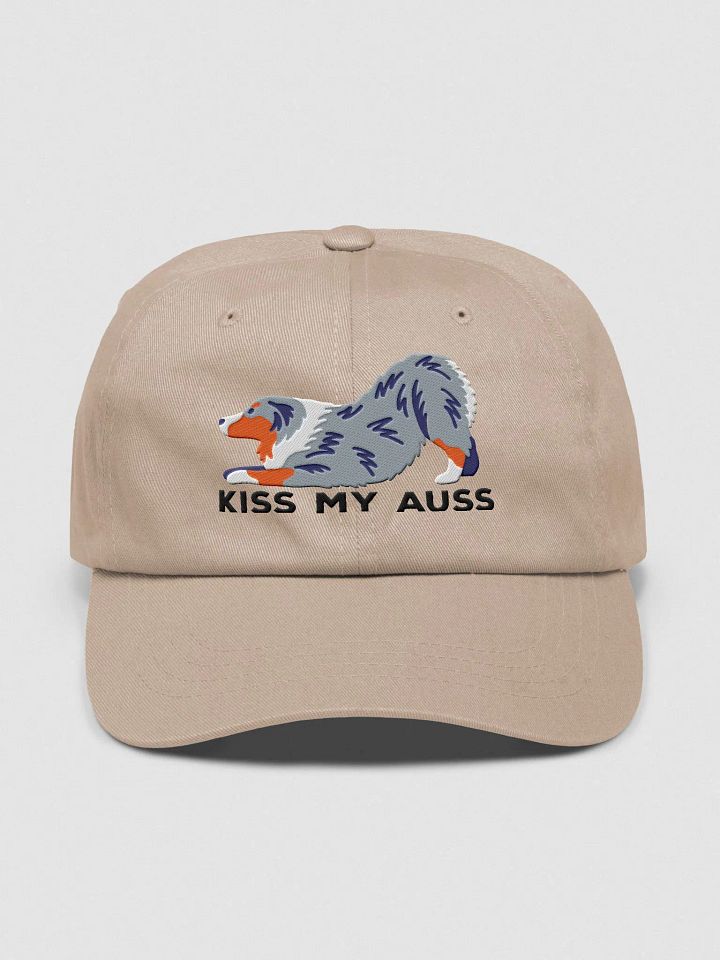 Kiss My Auss Classic Dad Hat(Embroidered) of an Australian Shepherd(Blue Merle) product image (9)