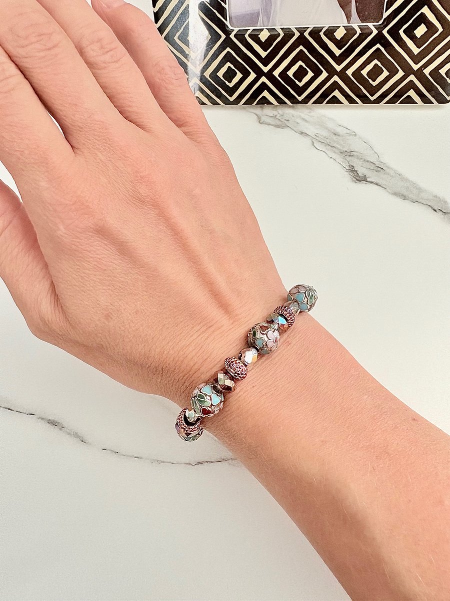 Mosaic 7.5" Metallic Beads | Handmade Bracelet | Coastal Charm Jewelry by Monique Faella Designs™ | MFD-00060 product image (6)