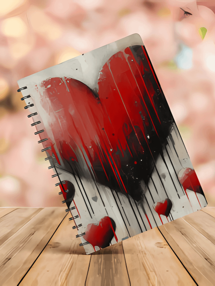 Elegant Spiral Notebook Design with Vintage Heart Background – Perfect for Valentine's Day Sublimation – PNG Instant Download – 300 DPI High-Quality product image (1)