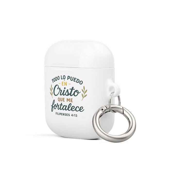 AirPods® Case – “Todo lo puedo en Cristo” – All-Over Spanish Scripture Design product image (2)