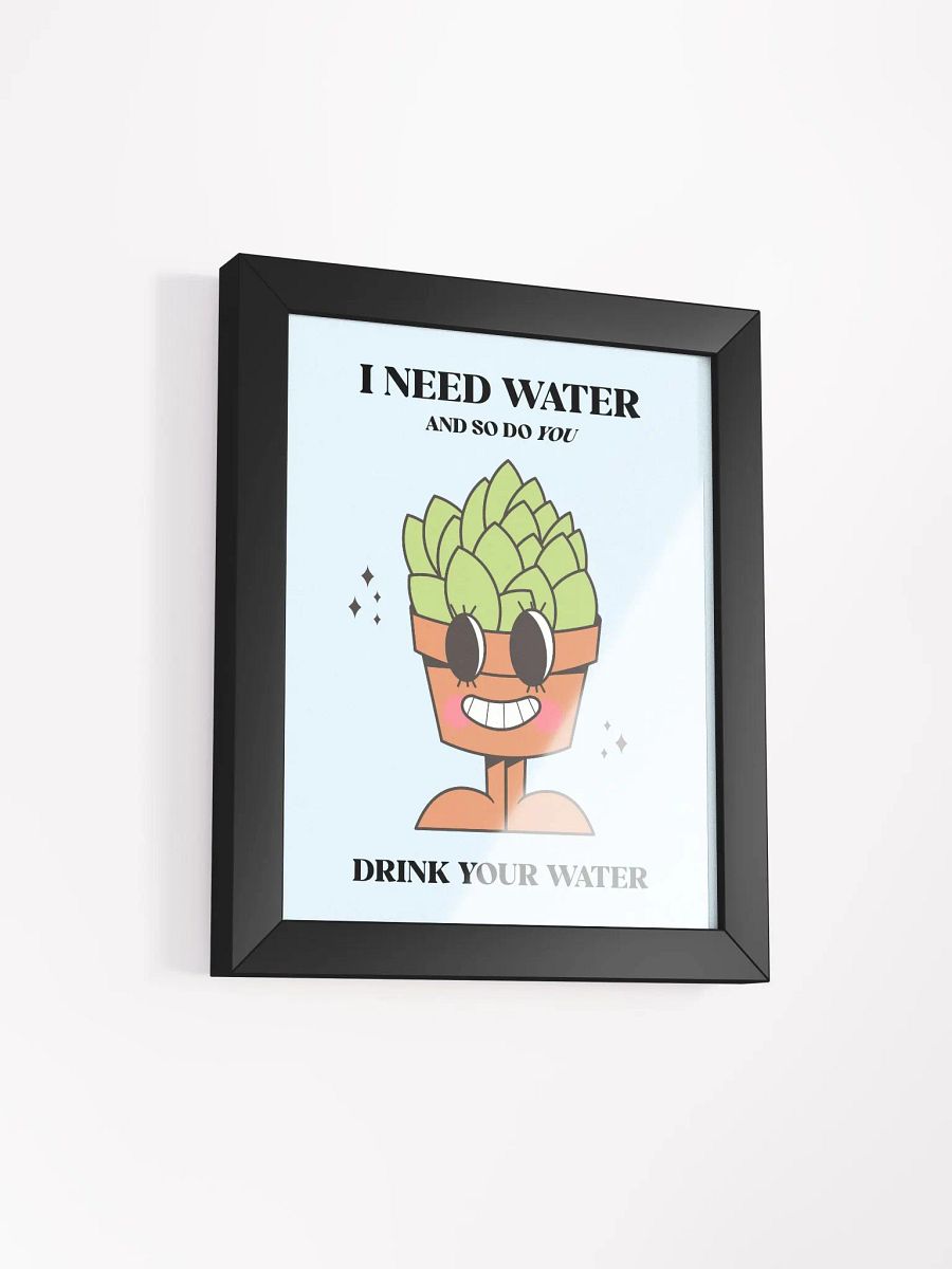 Retro Potted Plant Water Reminder Motivational Quote Framed Wall Art Print product image (9)