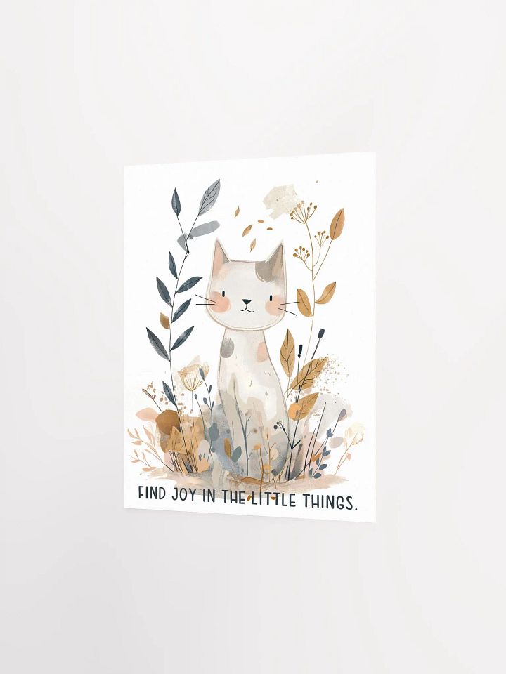 Whimsical Grey Kitten with Blue and Brown Botanicals product image (2)