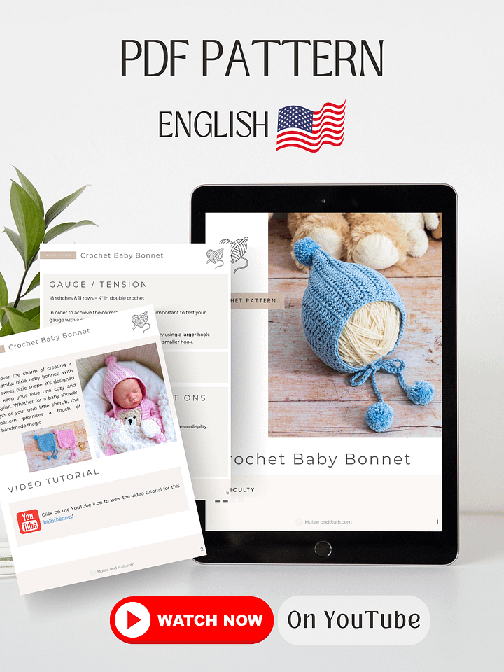 Crochet Pattern: Pixie Baby Bonnet product image (2)