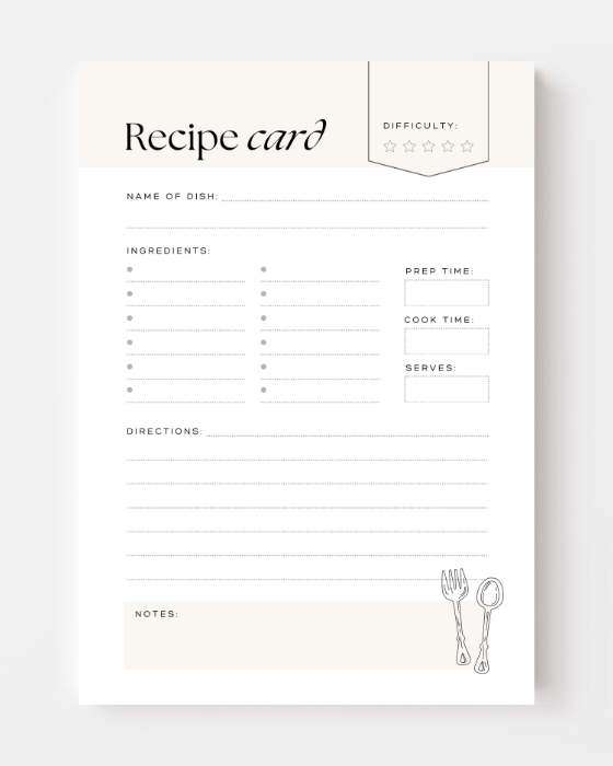 White and Beige Minimalist Recipe Card product image (3)