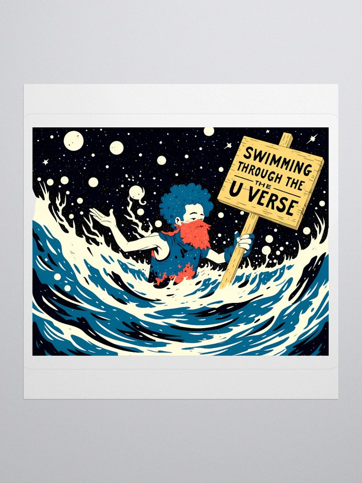 Underwater Cosmic Protest: Swimming Through the U Verse Sticker product image (1)