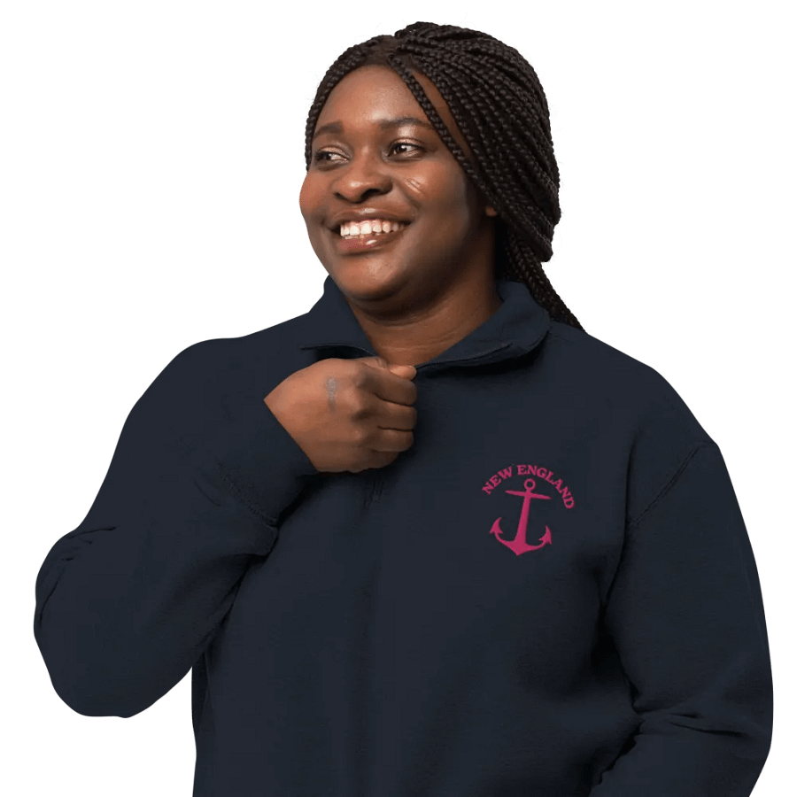 New England Left Side Pink Embroidery Half Zip product image (24)