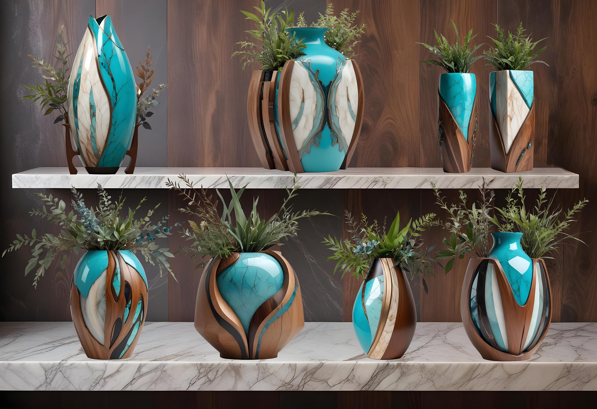 Set of 10 Art Deco-Style Vases, PNG product image (1)