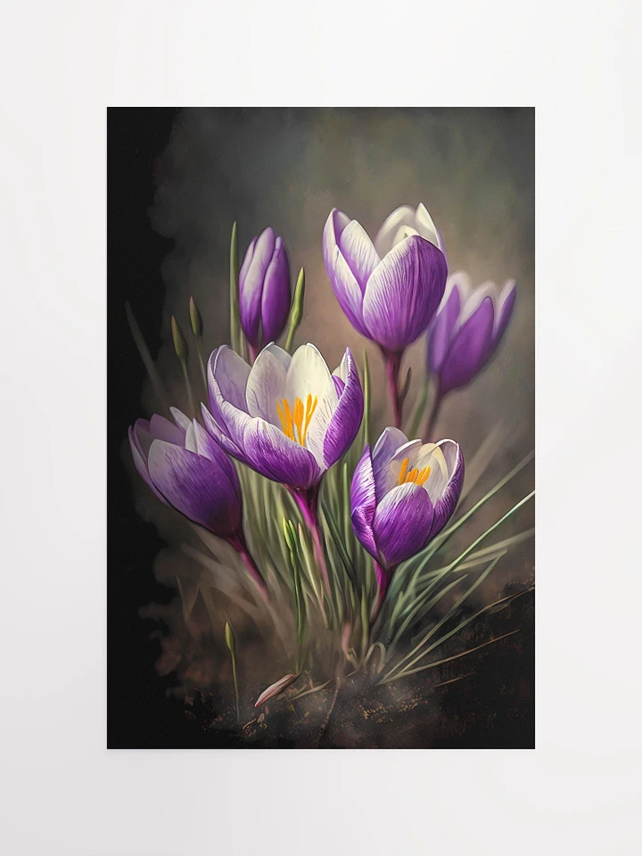 Spring Awakening: Purple Crocus Flowers Poster for Elegant Botanical Decor Matte Poster product image (2)