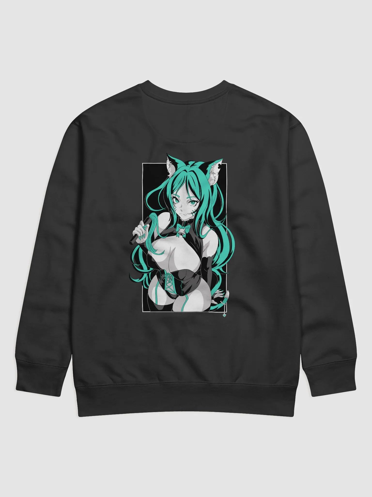 Eiko Waifu Crewneck-Teal w/ Black Background product image (1)