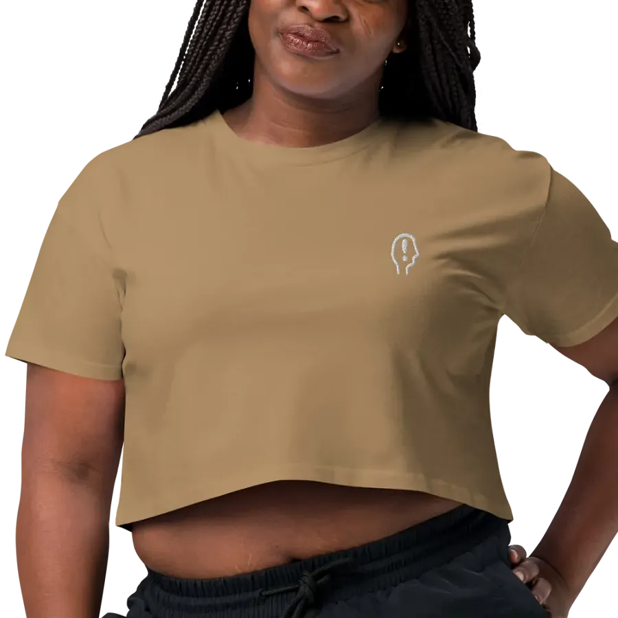 EXCLAIMING MENTALLY (L.C. white) embroidered cotton crop top product image (18)