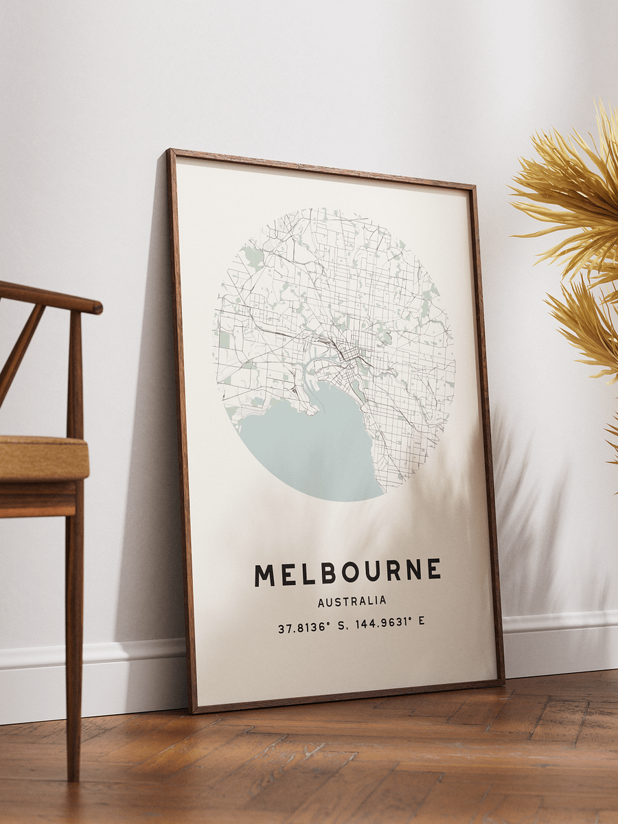 Melbourne Street Map Poster – Beige Minimalist Circular City Art product image (2)