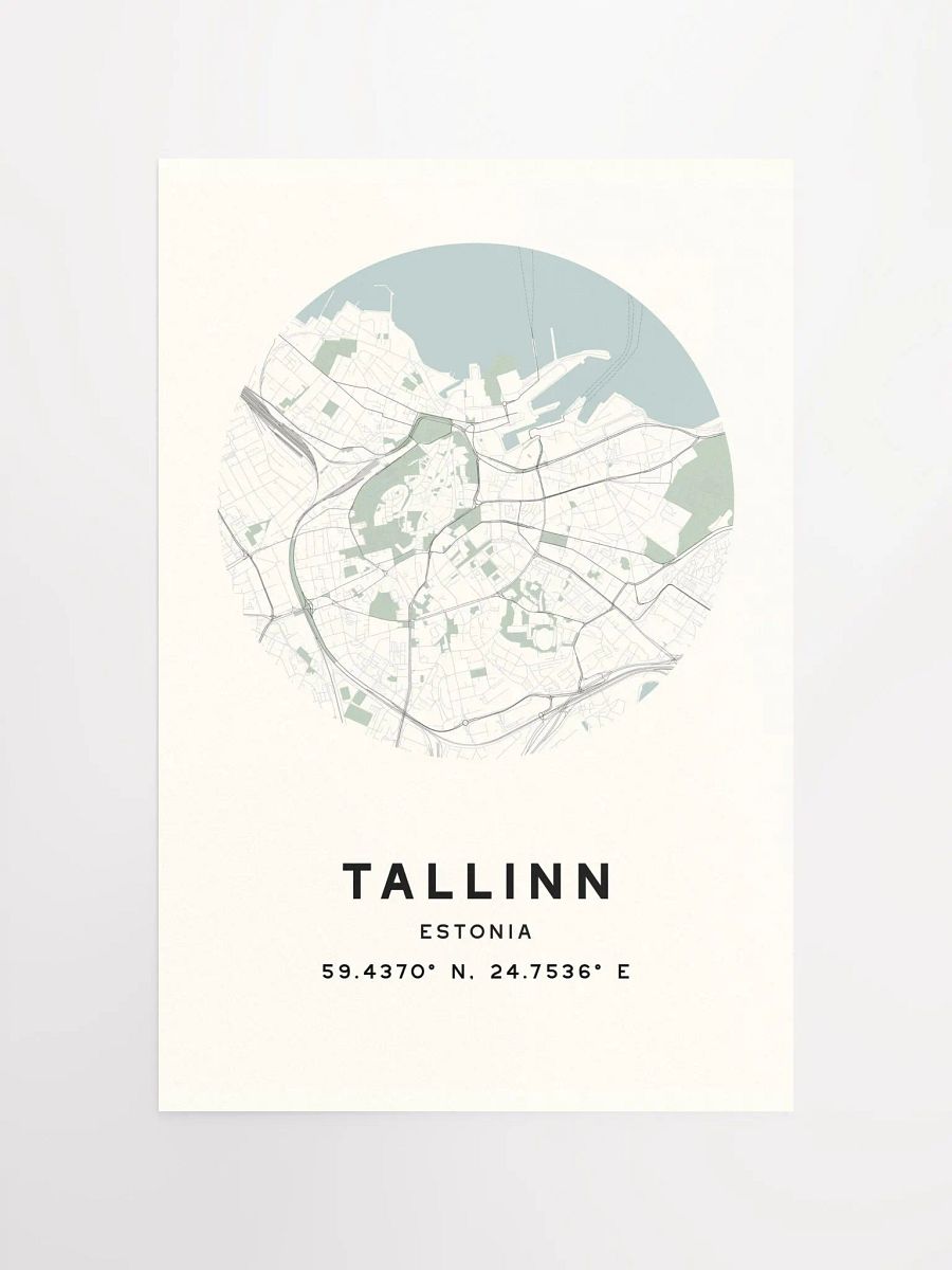 Tallinn Street Map Poster – Beige Minimalist Circular City Art product image (3)