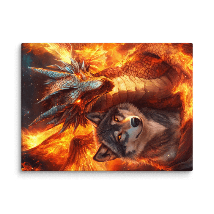 Fire dragon & wolf 01 - Canvas product image (3)