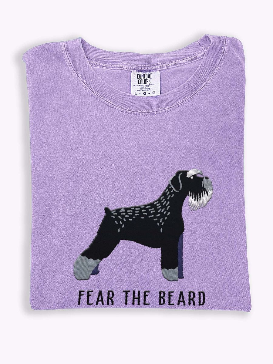 Fear the Beard T-Shirt(Embroidered) of a Schnauzer(Black) product image (1)