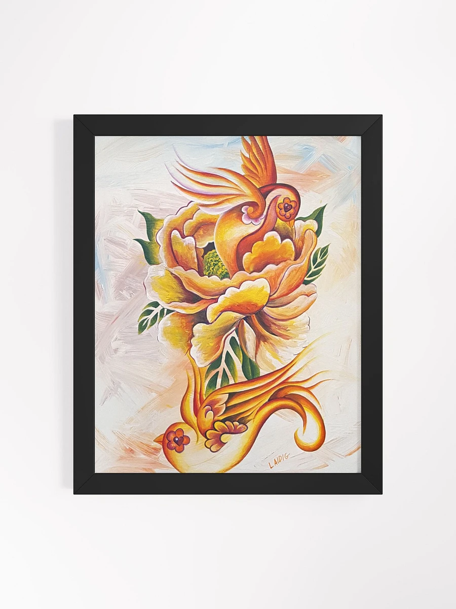 Monarch Orange Peony and Sparrows Framed Print product image (2)